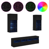 TV Wall Units with LED Black Oak Engineered Wood 3402982