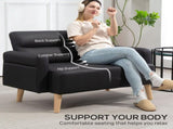 Small Faux Leather 2 Seater Sofa Settee - Black T3398P377877