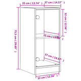 Side Cabinet with Glass Doors Concrete Grey 35x37x75.5 cm 836402
