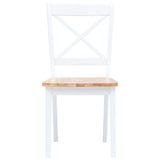 5 Piece Dining Set Solid Rubber Wood White and Brown 276870