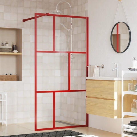 Walk-in Shower Wall with Clear ESG Glass Red 100x195 cm 154956