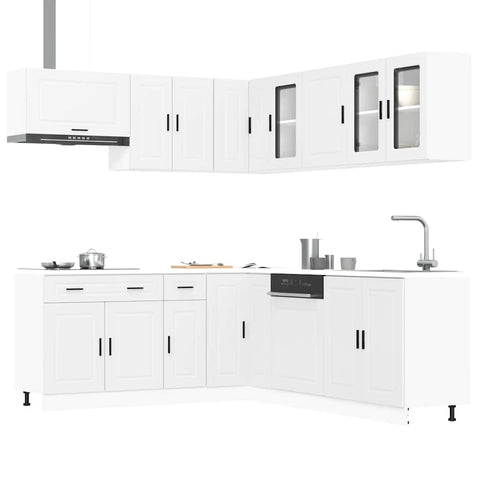 ZNTS 11 Piece Kitchen Cabinet Set Porto White Engineered Wood 3314931