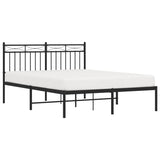 Metal Bed Frame without Mattress with Headboard Black 140x200cm 373692