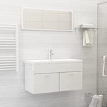 ZNTS 2 Piece Bathroom Furniture Set High Gloss White Engineered Wood 804806