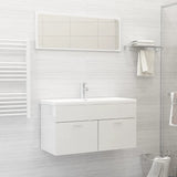 ZNTS 2 Piece Bathroom Furniture Set High Gloss White Engineered Wood 804806