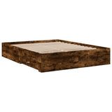 Bed Frame Smoked oak Engineered wood, Plywood Double Bed Frame 3280388