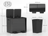 40L Dual Compartment Stainless Steel Bin, with Deodoriser Holders - Glossy Black T3398P344544