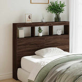 Headboard Cabinet with LED Brown Oak 120x17x102 cm 839195