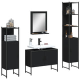 4 Piece Bathroom Cabinet Set Black Engineered Wood 3214359