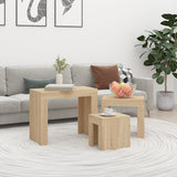 ZNTS Nesting Coffee Tables 3 pcs Sonoma Oak Engineered Wood 808543