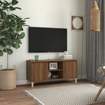 TV Cabinet with Solid Wood Legs Brown Oak 103.5x35x50 cm 813160