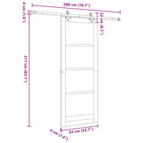 Sliding Door Natural and White 83 x 232 cm Solid Pine Wood 3445535