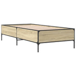 ZNTS Bed Frame Sonoma Oak 100x200 cm Engineered Wood and Metal 844962