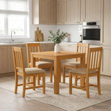 Dining Set 5 pcs Beige Solid Oak Wood 3430330