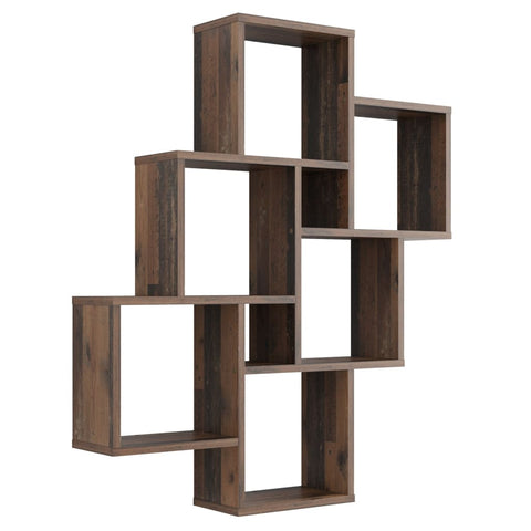 ZNTS FMD Wall-mounted Shelf with 8 Compartments Old Style Dark 429426