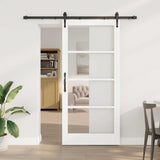 Sliding Door White 93 x 202 cm Solid Pine Wood and Glass 3332344