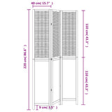 Room Divider 3 Panels White Solid Wood Paulownia 358720