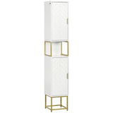 Narrow Bathroom Storage Cabinet, Freestanding Tallboy Storage Unit with Adjustable Shelf, 2 Doors T3398P342419