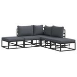 Garden Sofa Set with Cushion 5 pcs Black Aluminium 3378871