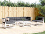 5 Piece Garden Sofa Set with Cushions White Solid Wood Pine 3216981