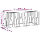 Coffee Table 110x45x45 cm Stainless Steel and Glass 350049
