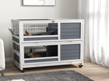 Double Deckers Guinea Pig Cage, Indoor Rabbit Hutch with Feeding Trough, Trays, Ramps, Openable Top T3398P350093