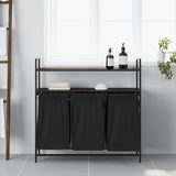 Laundry Basket 3 Compartments with Shelves Brown Oak 859084