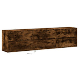 TV Wall Cabinet with LED Smoked Oak 180x31x45 cm 3307937