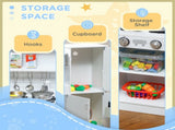 Pretend Play Kitchen, Kids Kitchen Playset, with Toy Phone, Chalkboard, Microwave, Cooking Stove, T3398P378964