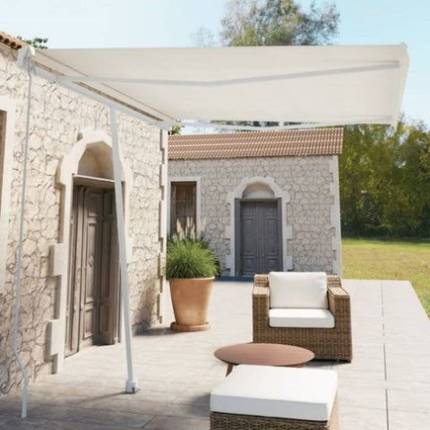 ZNTS Freestanding Manual Retractable Awning 300x250 cm Cream 3069497