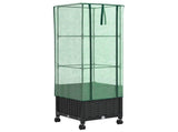 Garden Planter with Greenhouse Cover&Wheels Black PP 3422930