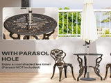 Outsunny Outdoor Bistro Set Vintage Rose Design Patio Furniture Set with Round Table and 2 Chairs T3398P555011