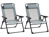 Set of 2 Portable Folding Recliner Outdoor Patio Adjustable Backrest, Grey T3398P323831