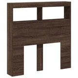 Headboard Cabinet with LED Brown Oak 100x17x102 cm 839188