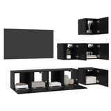 TV Cabinet Set 6 pcs 60 x 30 x 30 cm Black Oak Engineered Wood 3438612