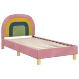 Children's Bed Frame with Headboard Pink 80 x 160 cm Velvet 42011007
