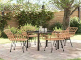 Garden Dining Set 5 pcs Brown Powder-Coated Steel 3379178