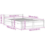 Bed Frame without Mattress Solid Wood 140x190 cm 815024