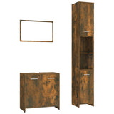 3 Piece Bathroom Furniture Set Smoked Oak Engineered Wood 3152716