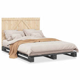 Bed Frame Grey Solid pinewood Double Durable Bed Frame 3281564