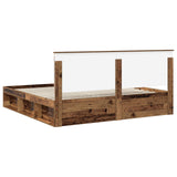 Bed Frame with Headboard Old Wood 200 x 200 cm Solid Pine Wood 3410972
