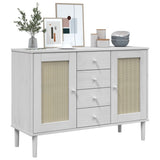 Sideboard SENJA Rattan Look White 112x40x80 cm Solid Wood Pine 358026