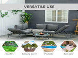 3 Pcs Garden Seating Set w/ Convertible Sofa Lounge Table Padded Cushions Outdoor Patio Furniture T3398P320032