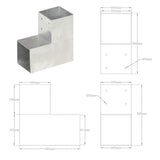 Post Connectors 4 pcs L Shape Galvanised Metal 101x101 mm 145478