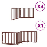 Dog Gate with Door Foldable 12 Panels Brown 960 cm Poplar Wood 3155580