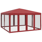 Party Tent with 8 Mesh Sidewalls Red 4x4 m HDPE 4010065