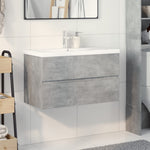 ZNTS 2 Piece Bathroom Furniture Set Concrete Grey Engineered Wood 3324909