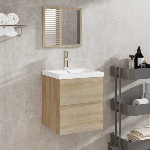 Bathroom Cabinet with Mirror Sonoma Oak Engineered Wood 804866