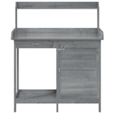 Potting Table with Cabinet Grey 110.5x45x124.5 cm Solid Wood Fir 156345