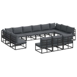 Garden Sofa Set with Cushion Black Aluminium 3378920